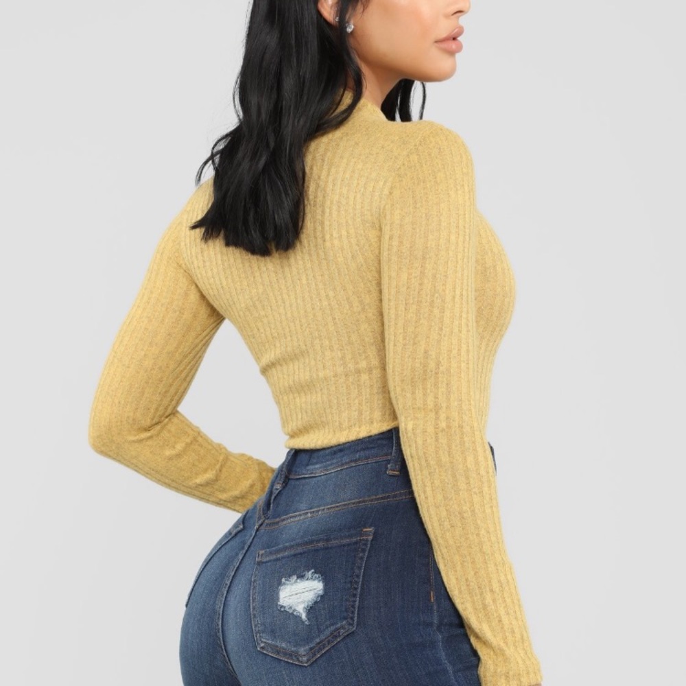 Mustard Ribbed Bodysuit - Picture 3 of 3